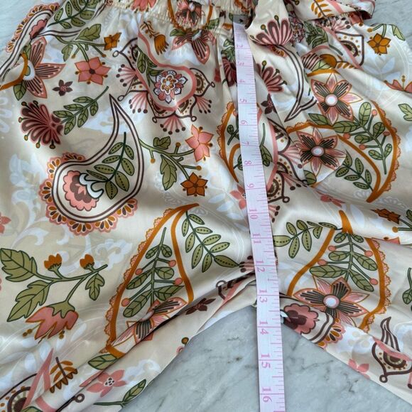 Harve Benard elastic waist wide leg cropped paisley pants size L - Picture 6 of 7